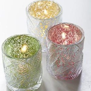 PartyLite Glass Palm Tealight Trio